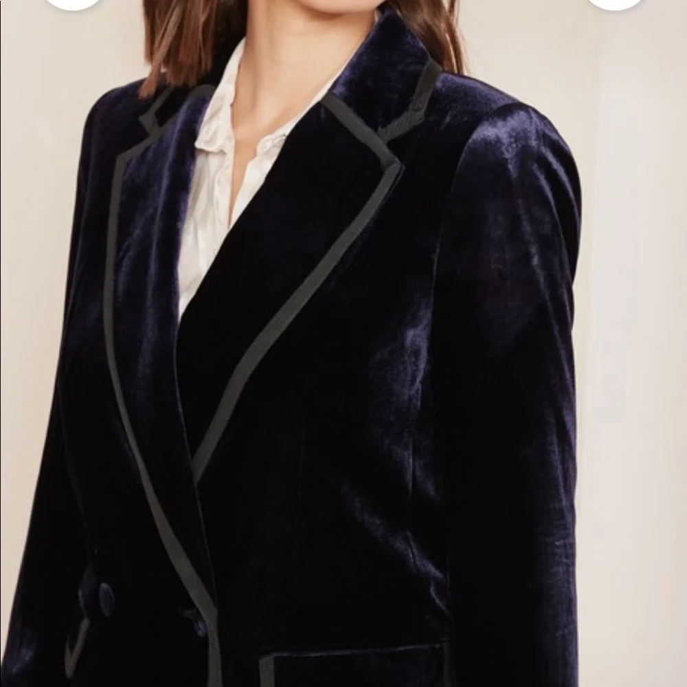 New J.crew Double Breasted Blue Velvet Blazer Size 2 small S - Picture 10 of 11